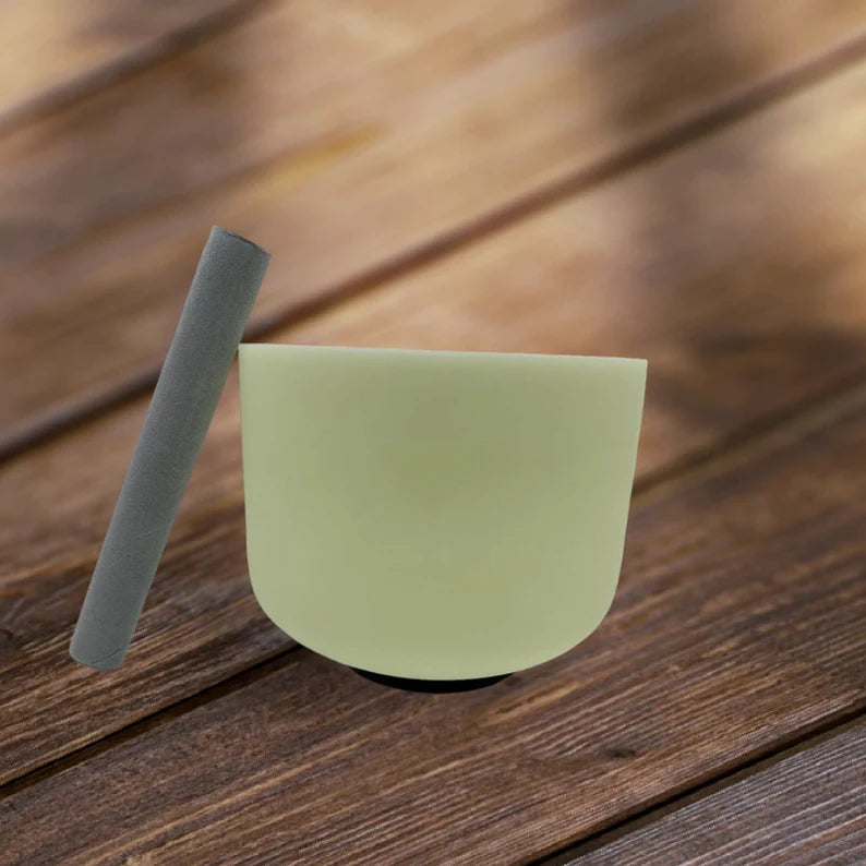 Rare 8" G Note Throat Chakra Citrine Gem Fused Crystal Singing Bowl - Handmade Meditation Bowl for Healing and Relaxation with Padded Bag