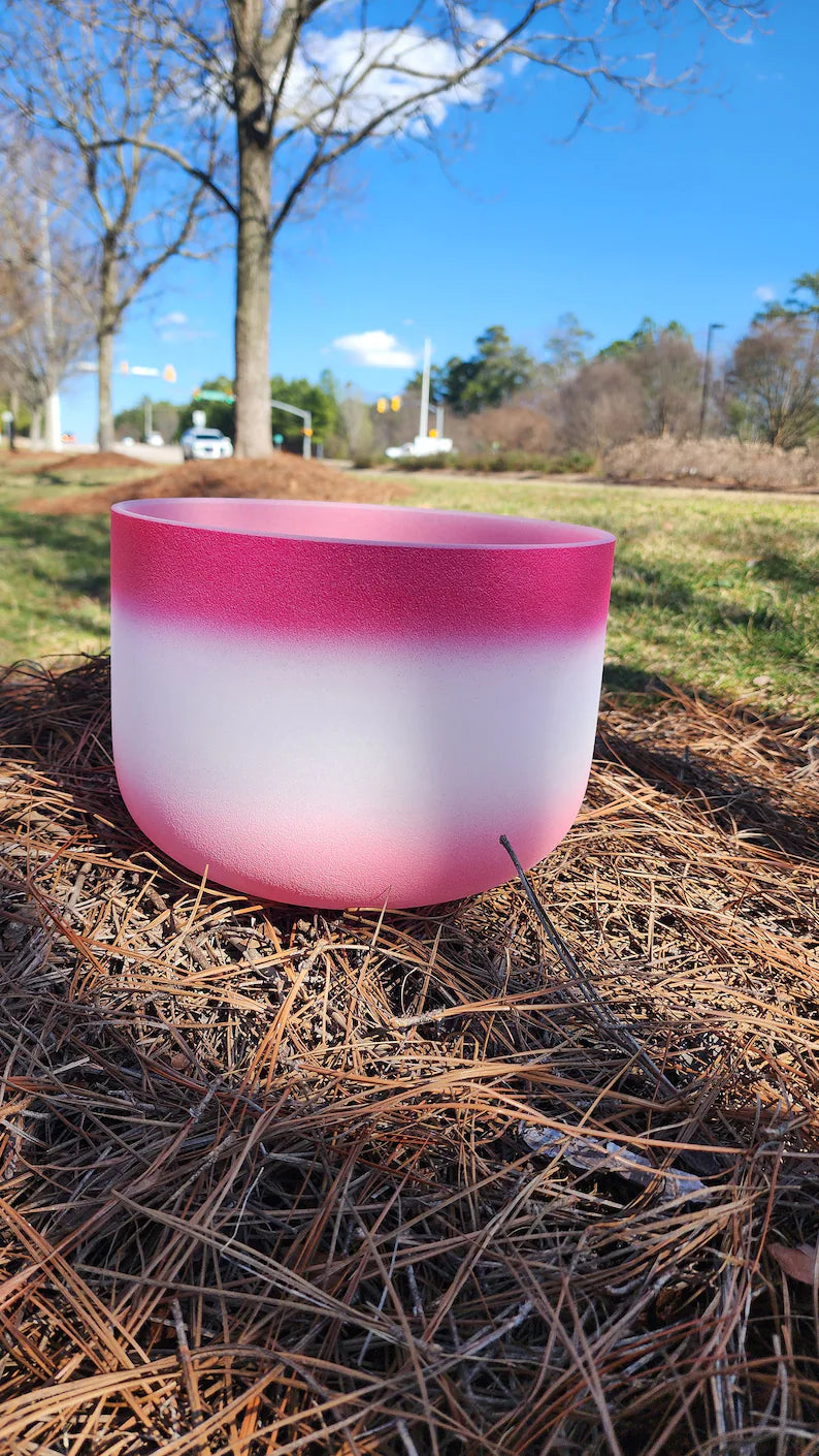 Whispers of Rose Perfect Pitch 10 inch F Note Heart Chakra Crystal Singing Bowl with Striker, Padded Case and O-ring