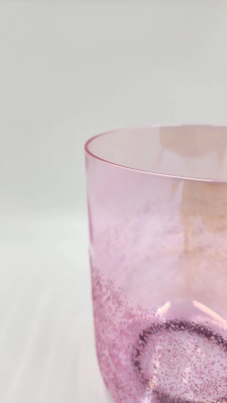 Rare Perfect Pitch 9" Tall 432Hz Pink Tourmaline C Note Root Chakra Crystal Singing Bowl Set with PADDED CASE and Striker - Thecosmicaccess