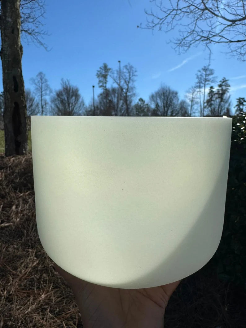 Rare 8" G Note Throat Chakra Citrine Gem Fused Crystal Singing Bowl - Handmade Meditation Bowl for Healing and Relaxation with Padded Bag