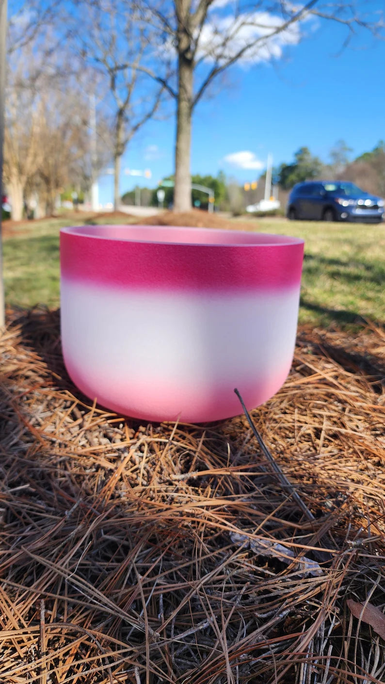 Whispers of Rose Perfect Pitch 10 inch F Note Heart Chakra Crystal Singing Bowl with Striker, Padded Case and O-ring