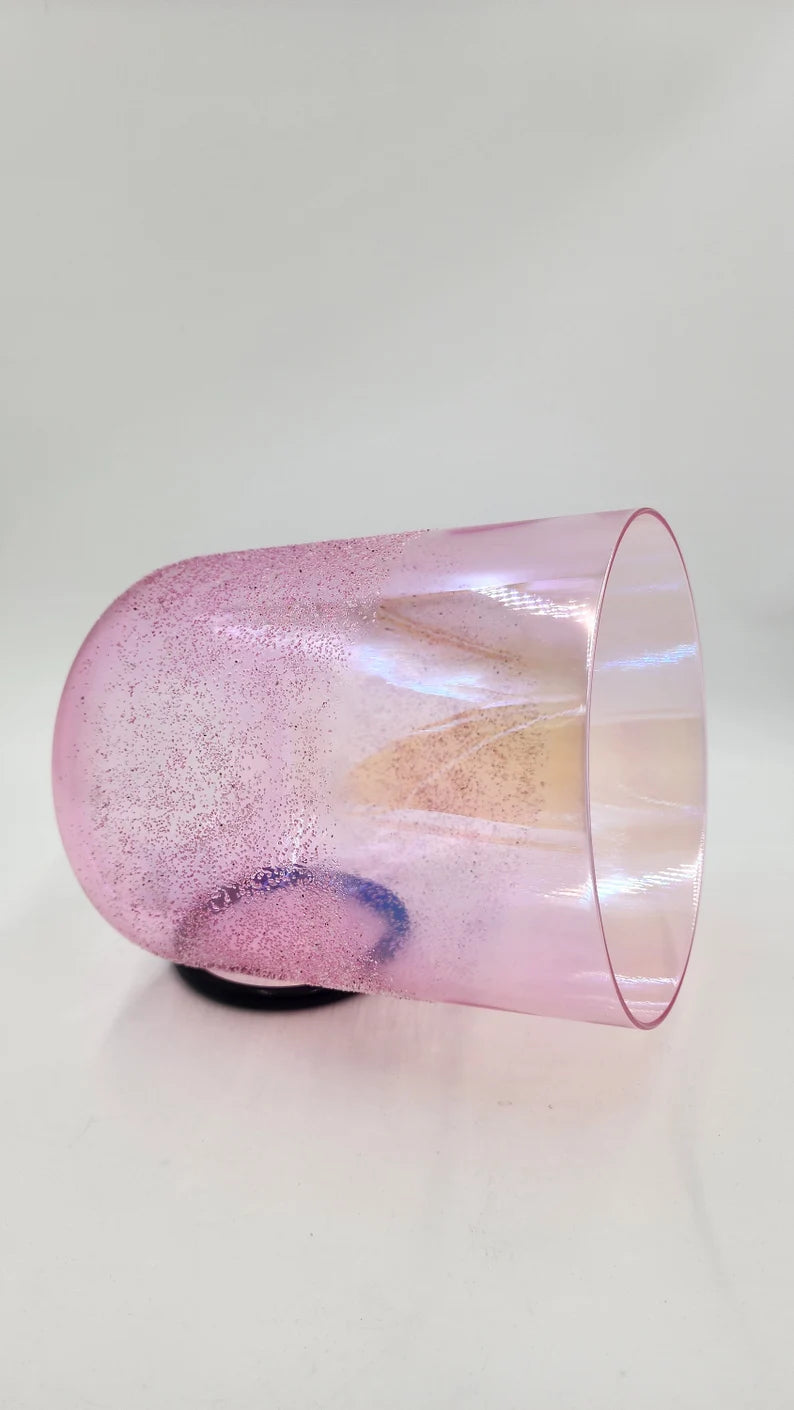 Rare Perfect Pitch 9" Tall 432Hz Pink Tourmaline C Note Root Chakra Crystal Singing Bowl Set with PADDED CASE and Striker - Thecosmicaccess