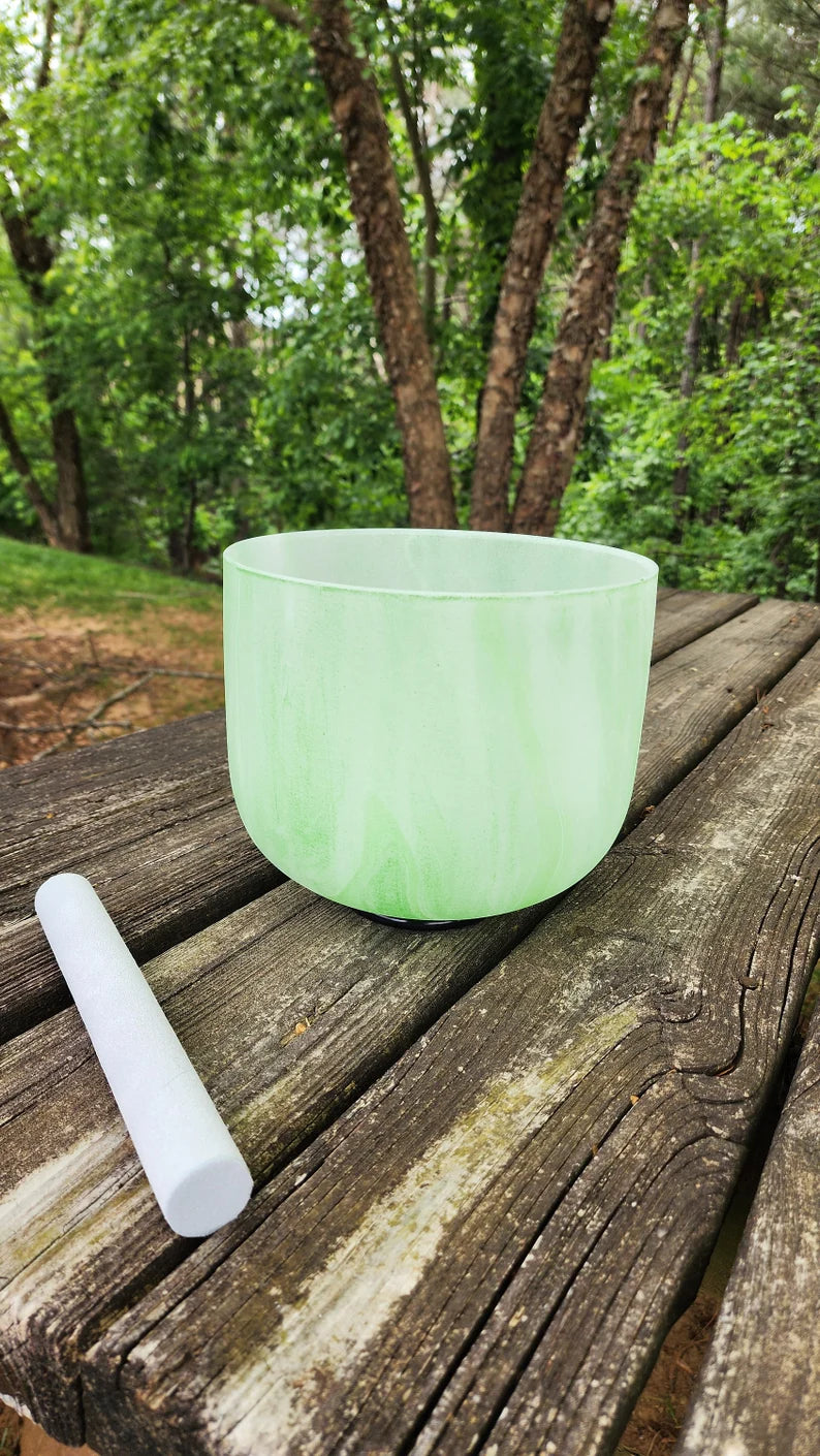 432 Hz Perfect Pitch Tie Dye Crystal Singing Bowls including Striker, O-Ring, Mallet and Padded Secure Case