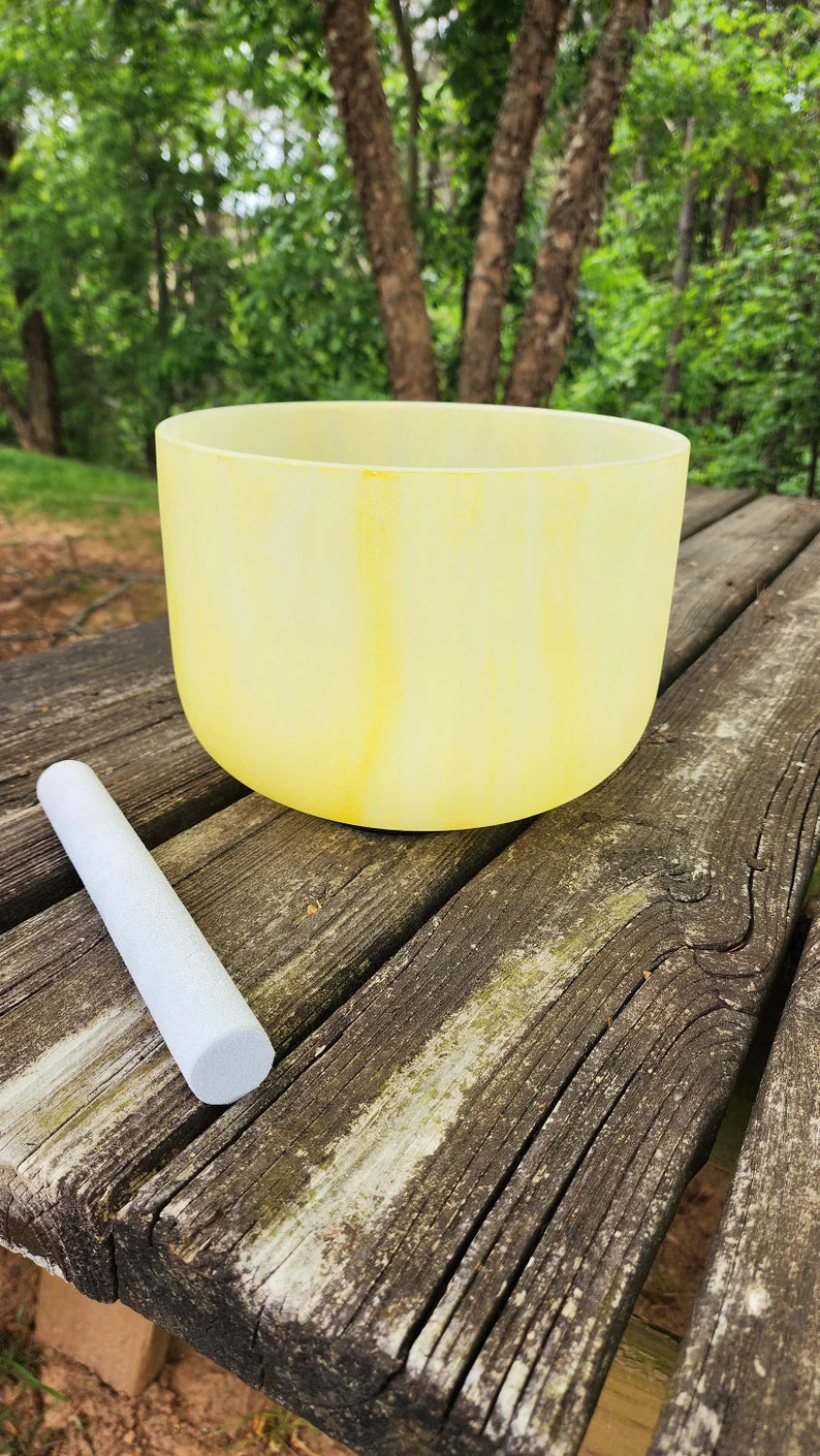432 Hz Perfect Pitch Tie Dye Crystal Singing Bowls including Striker, O-Ring, Mallet and Padded Secure Case