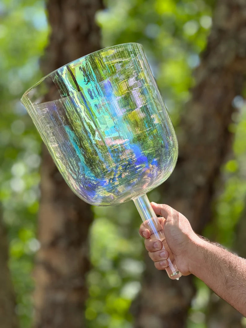 Grandfather 9" B 432Hz Note Serenity Immerse Yourself in the Tranquility of Our 2nd Octave Crystal Clear Singing Handle Bowl with Travel Case & Striker