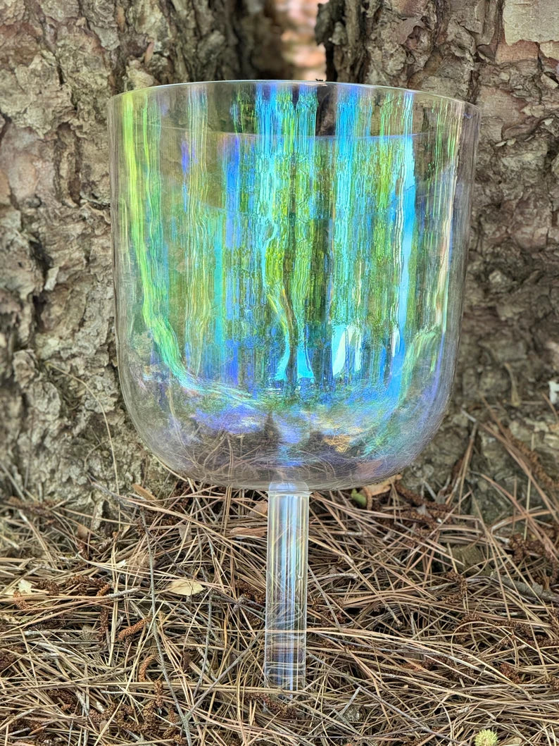 Grandfather 9" B 432Hz Note Serenity Immerse Yourself in the Tranquility of Our 2nd Octave Crystal Clear Singing Handle Bowl with Travel Case & Striker