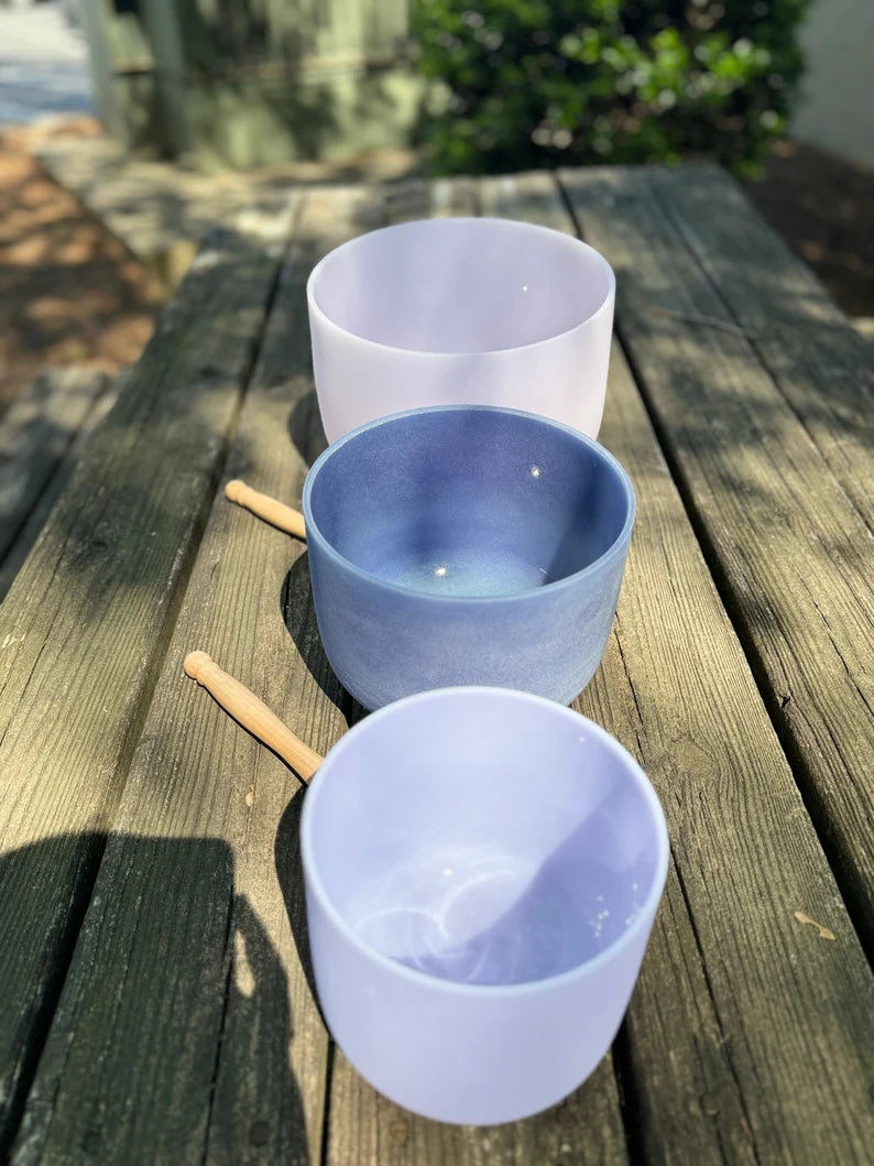 Healing Harmony Gem fused Crystal Singing Bowls Complete Set comes with Strikers, Mallets, O-Rings and Secure padded Cases