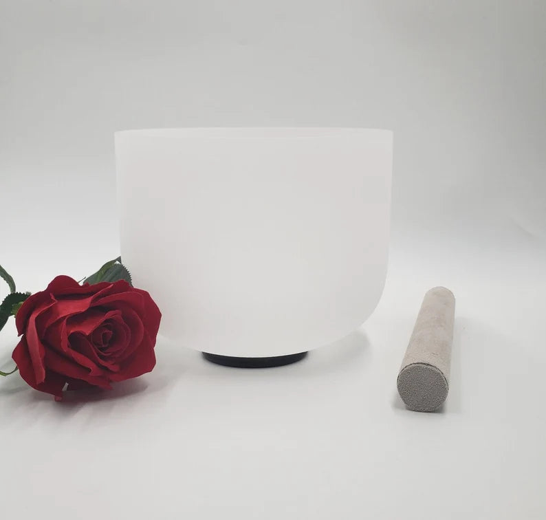 432Hz Crystal White Singing Bowls: A, B, E, F, G Notes, Sizes 6 to 10 Inches with Strikers and O Rings - Choose Your Bowl