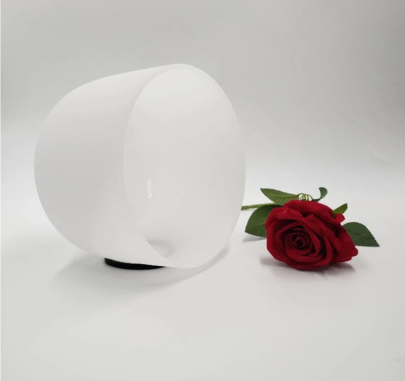 432Hz Crystal White Singing Bowls: A, B, E, F, G Notes, Sizes 6 to 10 Inches with Strikers and O Rings - Choose Your Bowl