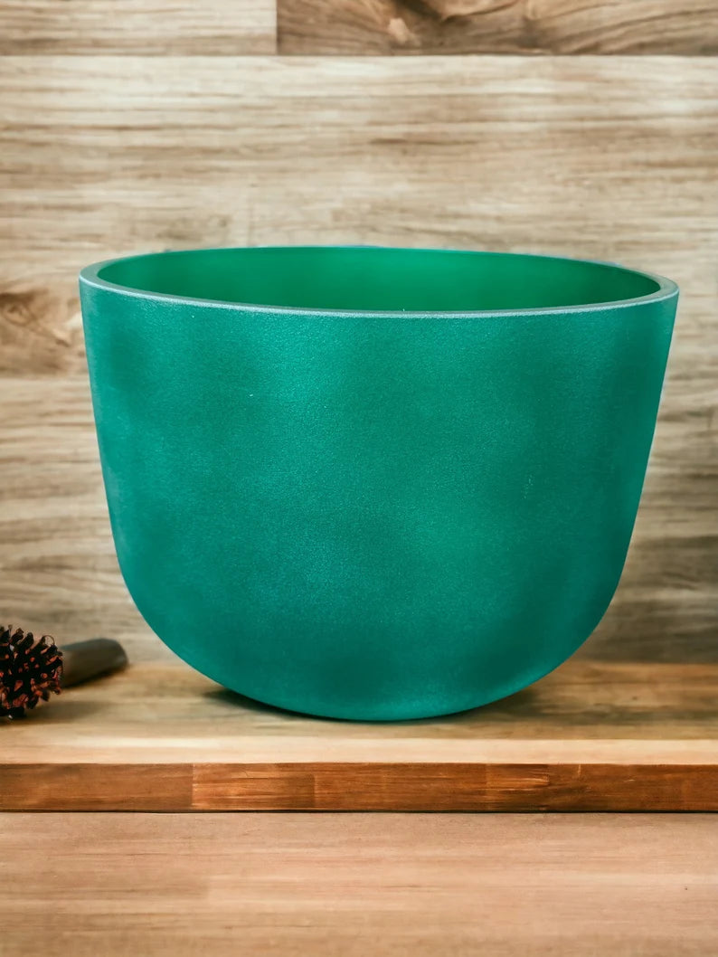 12-Inch Emerald Crystal Singing Bowl - F# Note with Secure Padded Case, Striker and O-Rings