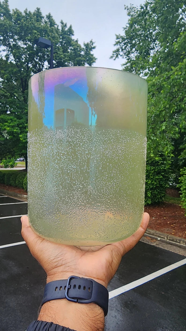 Rare Perfect Pitch 9" Tall Moldavite C Note 4th Octave Root Chakra Crystal Singing Bowl Set with PADDED CASE and Striker