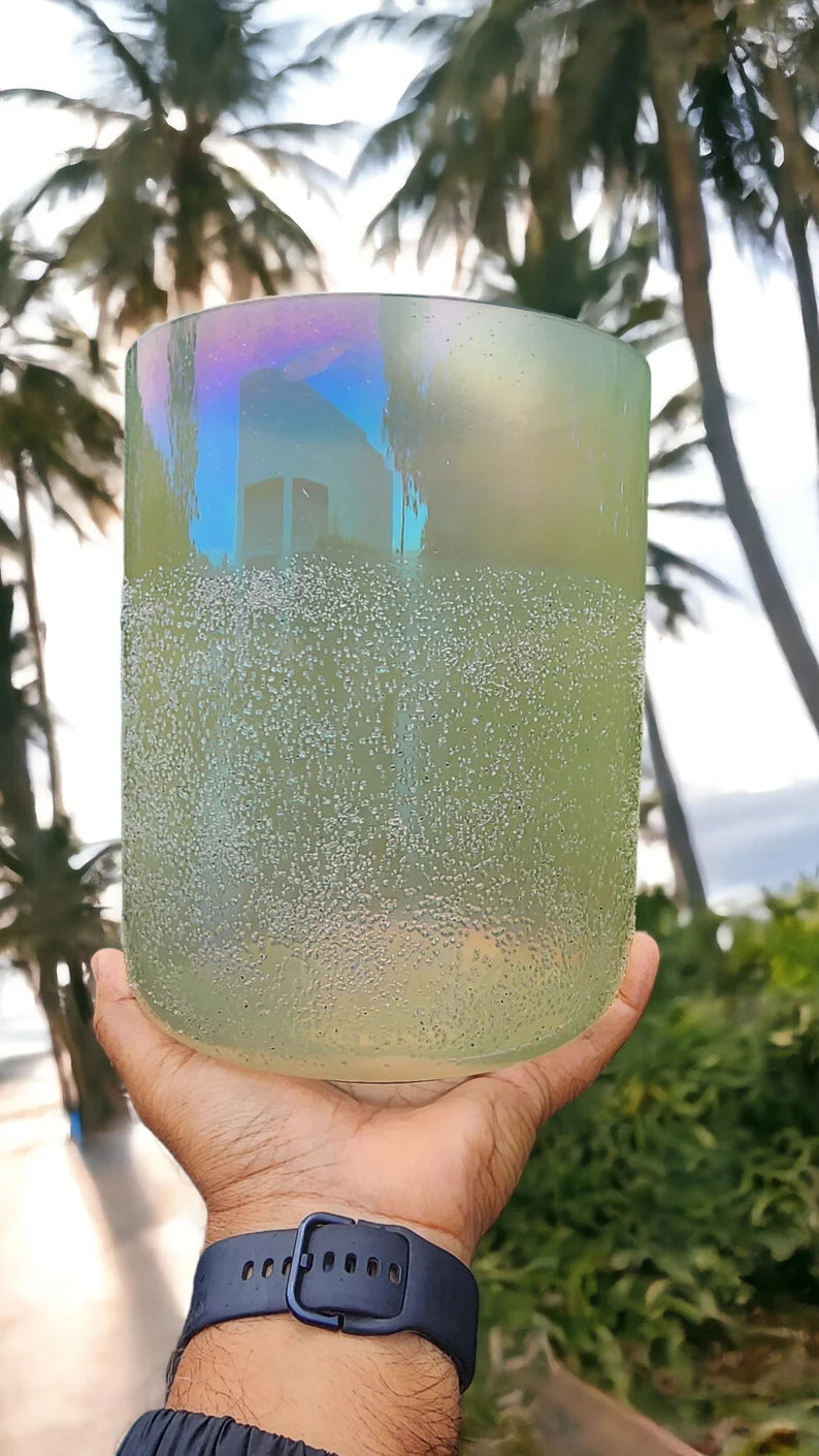 Rare Perfect Pitch 9" Tall Moldavite C Note 4th Octave Root Chakra Crystal Singing Bowl Set with PADDED CASE and Striker