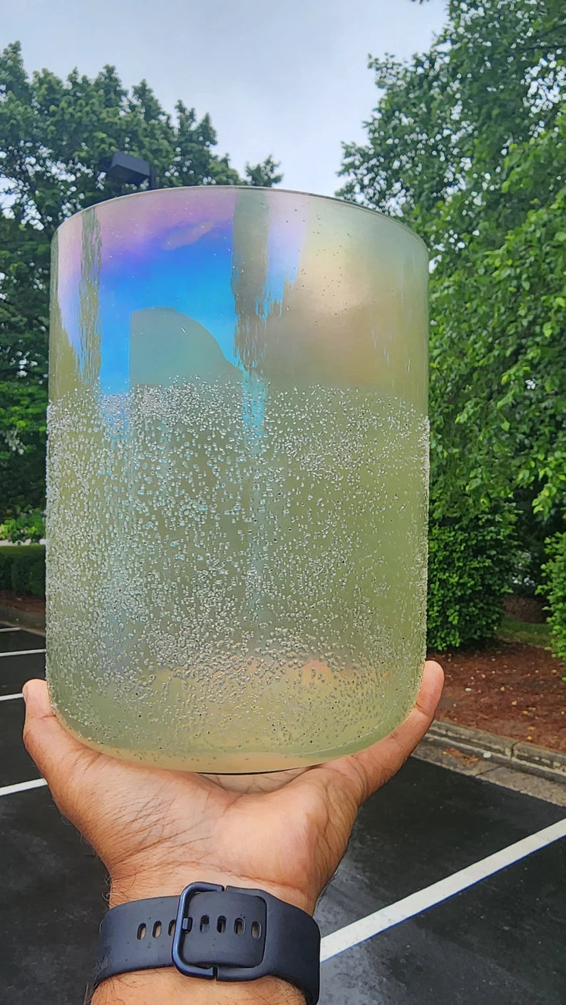 Rare Perfect Pitch 9" Tall Moldavite C Note 4th Octave Root Chakra Crystal Singing Bowl Set with PADDED CASE and Striker