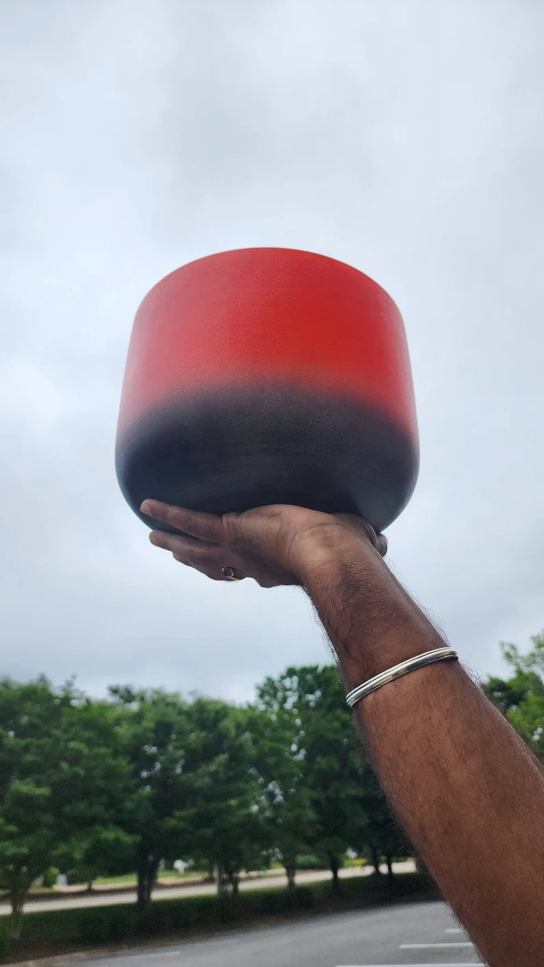 10" 417Hz Solfeggio Scarlet Eclipse Rainbow Crystal Singing Bowl with Striker and O-ring