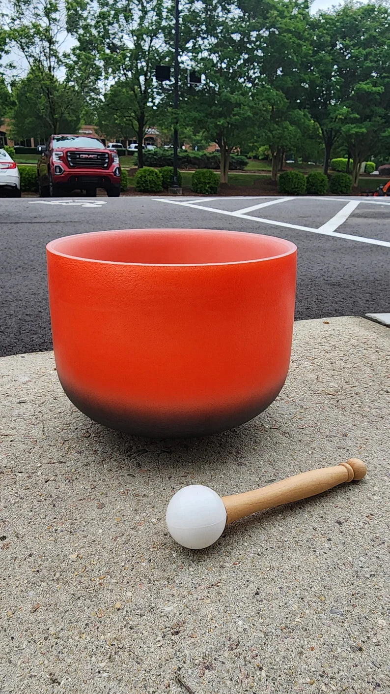 10" 417Hz Solfeggio Scarlet Eclipse Rainbow Crystal Singing Bowl with Striker and O-ring