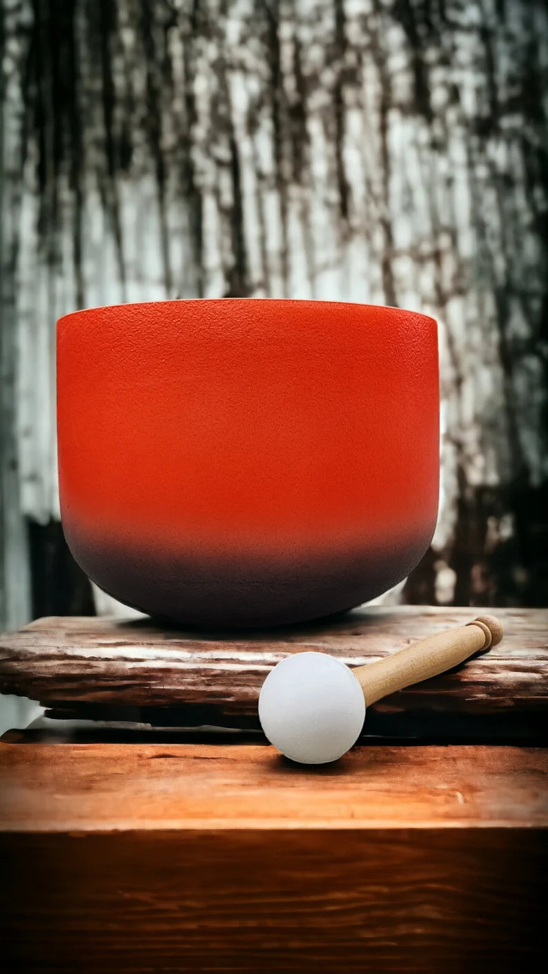 10" 417Hz Solfeggio Scarlet Eclipse Rainbow Crystal Singing Bowl with Striker and O-ring