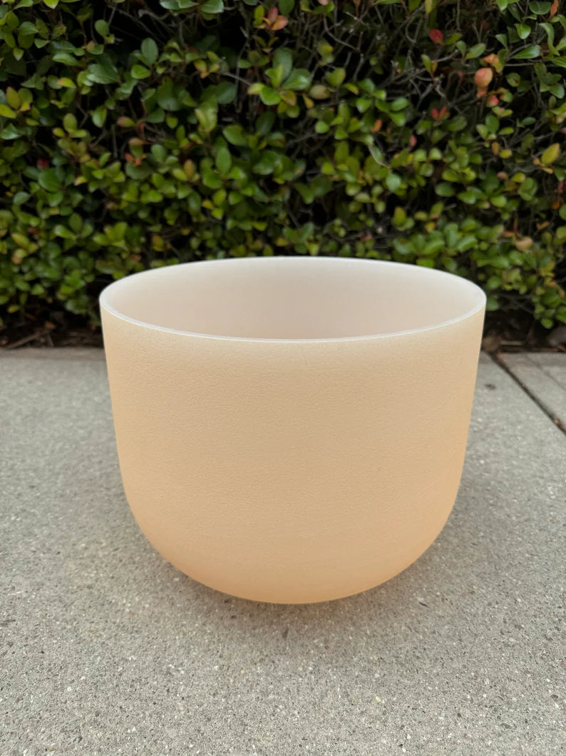 432 Hertz 11" D Tea Topaz Gem Stone infused Crystal Singing Bowl With Secured Case, Striker and O- Ring