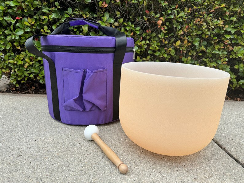 432 Hertz 11" D Tea Topaz Gem Stone infused Crystal Singing Bowl With Secured Case, Striker and O- Ring