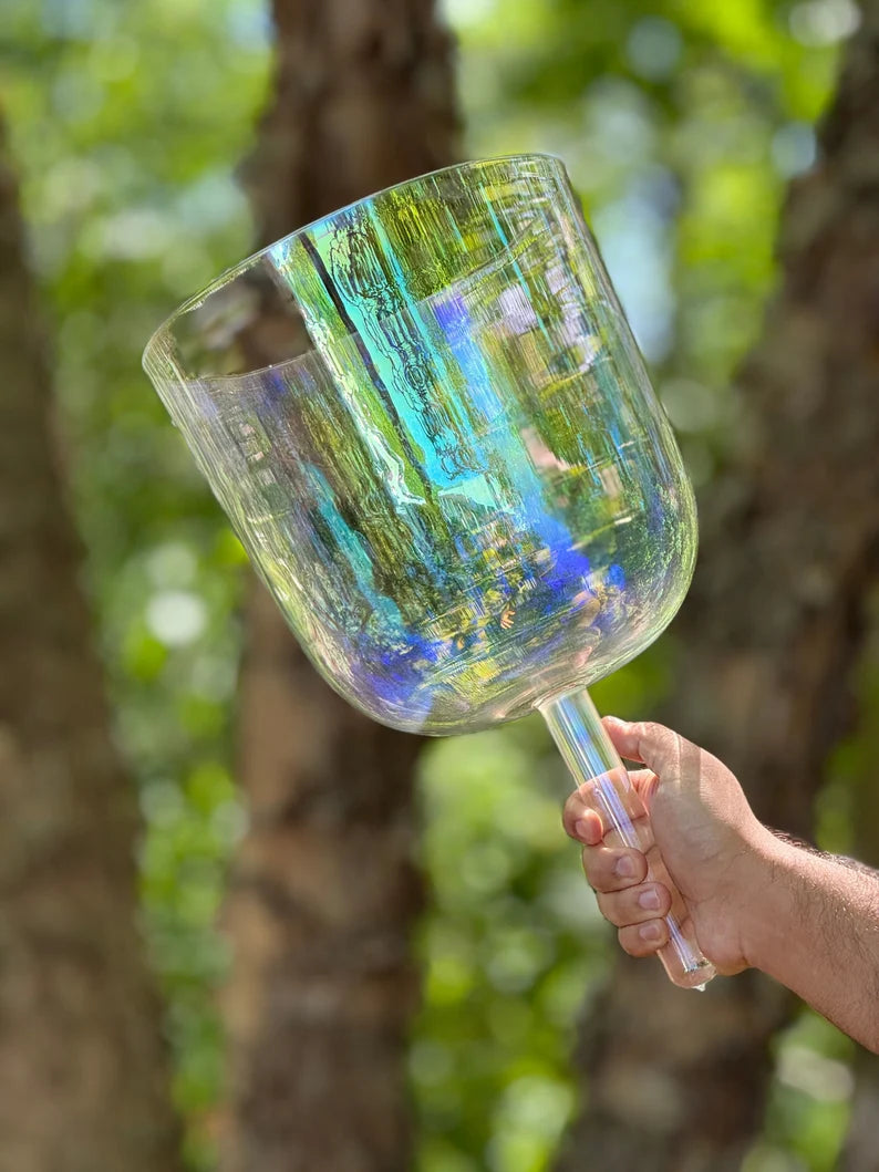 Grandfather 9" B 432Hz Note Serenity Immerse Yourself in the Tranquility of Our 2nd Octave Crystal Clear Singing Handle Bowl with Travel Case & Striker