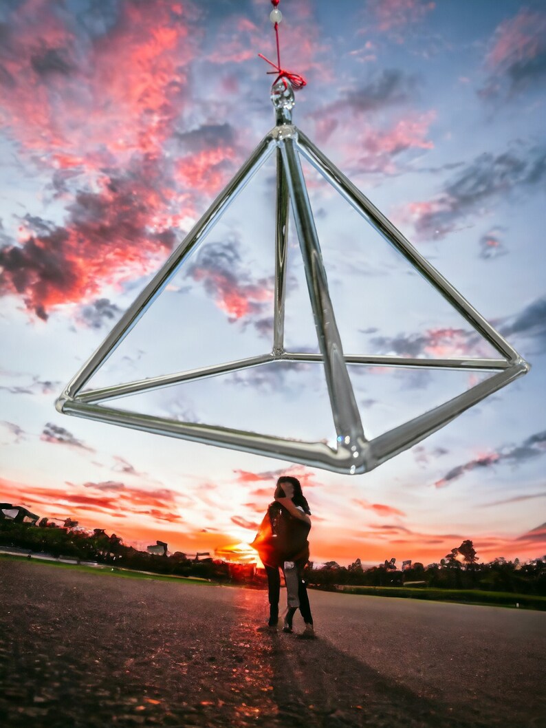 Large 14 Inch Clear Quartz Crystal Singing Pyramid with Mallet - Handmade Musical Instrument for Sound Healing, Meditation, and Yoga