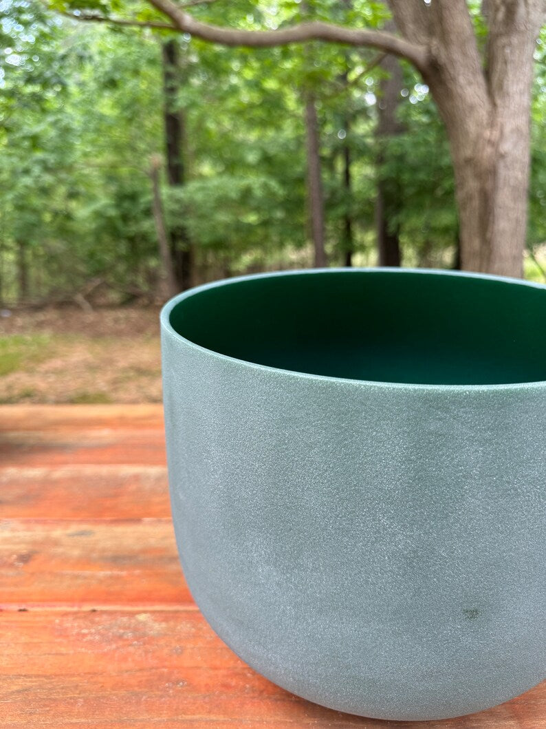 11 inch D# Emerald Gem Fused Crystal singing Bowl with Padded Secure Case, Striker and O-Rings