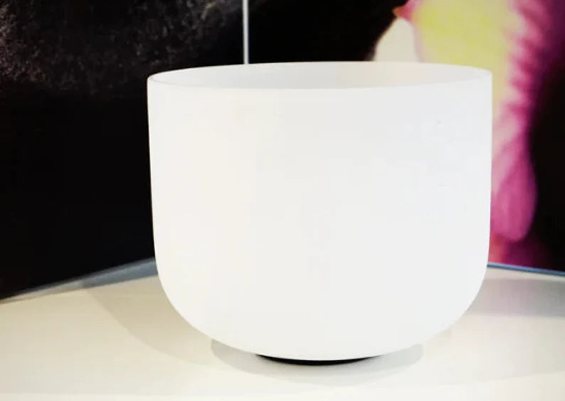 432Hz Crystal White Singing Bowls: A, B, E, F, G Notes, Sizes 6 to 10 Inches with Strikers and O Rings - Choose Your Bowl
