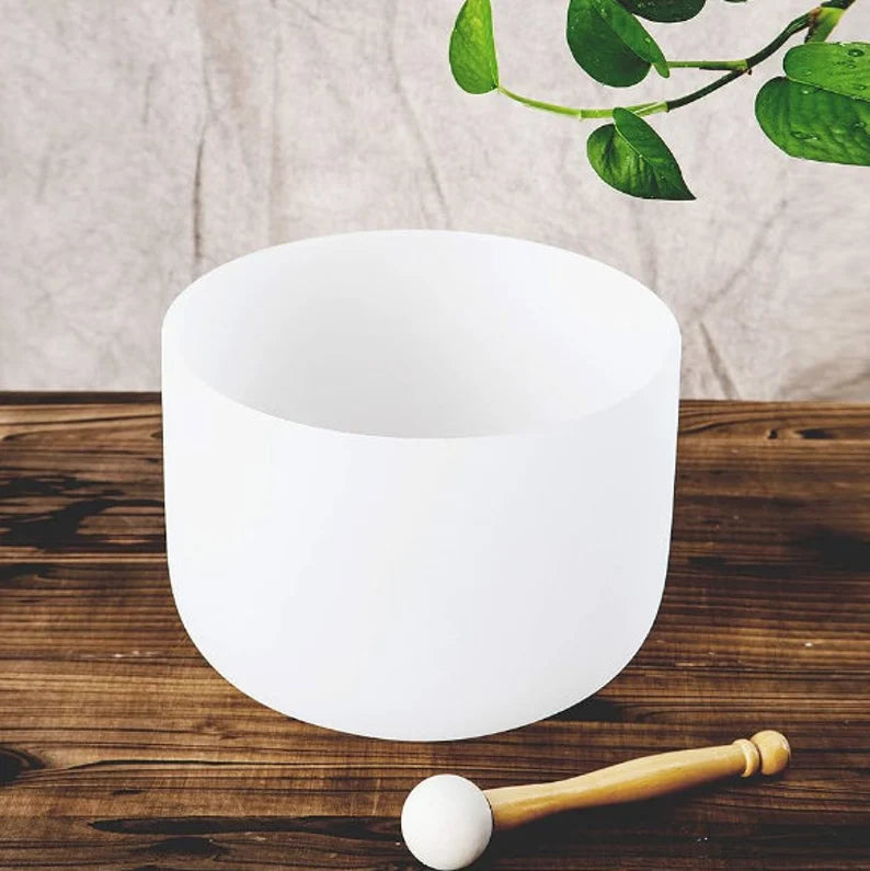 432Hz Crystal White Singing Bowls: A, B, E, F, G Notes, Sizes 6 to 10 Inches with Strikers and O Rings - Choose Your Bowl