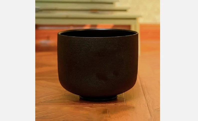 432Hz Crystal Singing Bowl Double Black C Note Root Chakra with Padded Secure Case, Striker and Oring