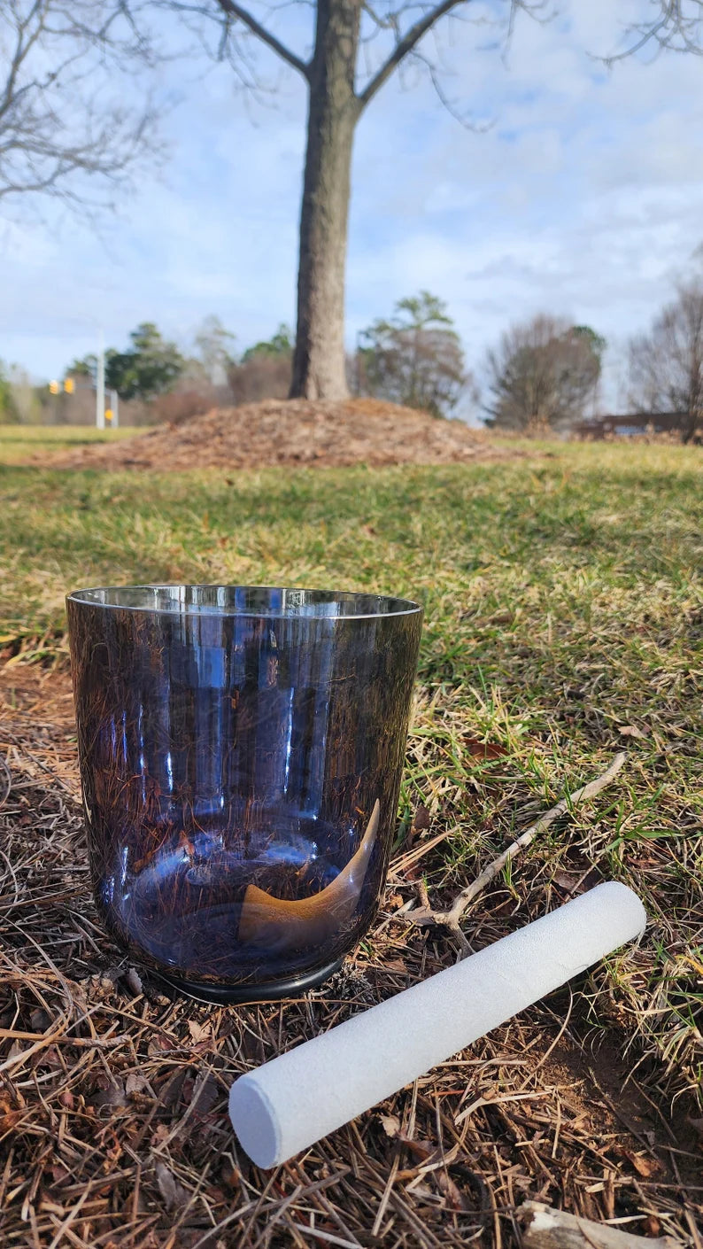 Ethereal Ash Perfect Pitch 6-Inch G Note Throat Chakra Crystal Singing Bowl with Suede Striker and O-ring