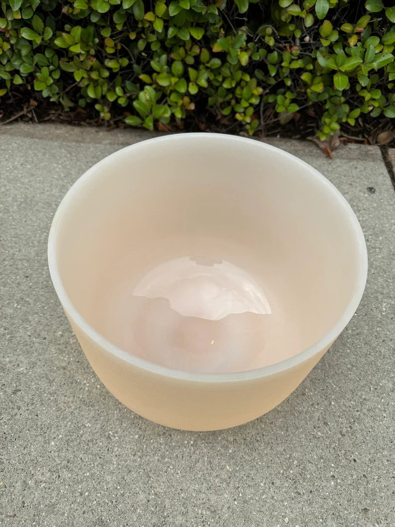 432 Hertz 11" D Tea Topaz Gem Stone infused Crystal Singing Bowl With Secured Case, Striker and O- Ring