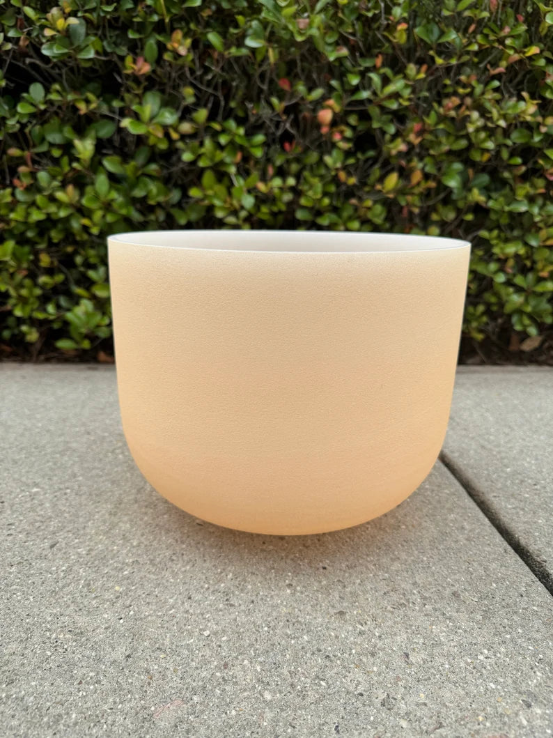 432 Hertz 11" D Tea Topaz Gem Stone infused Crystal Singing Bowl With Secured Case, Striker and O- Ring