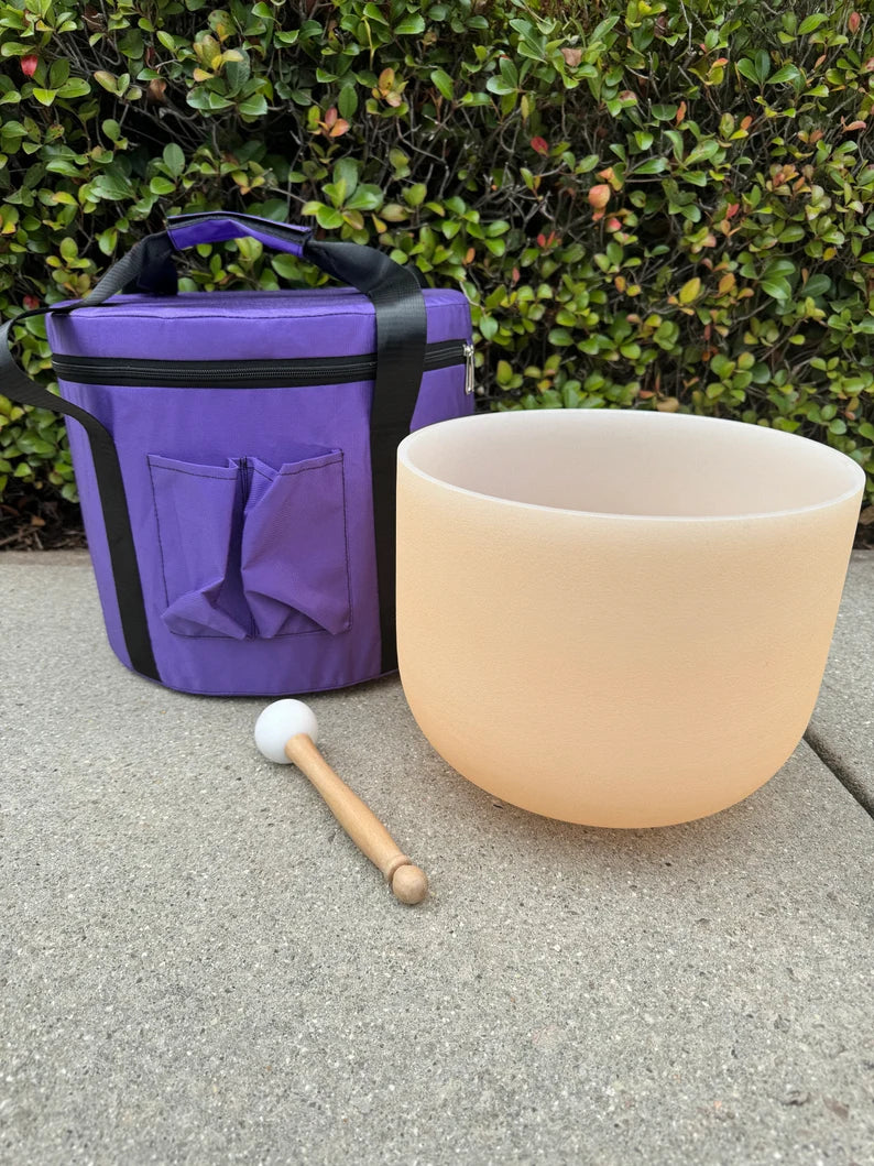 432 Hertz 11" D Tea Topaz Gem Stone infused Crystal Singing Bowl With Secured Case, Striker and O- Ring