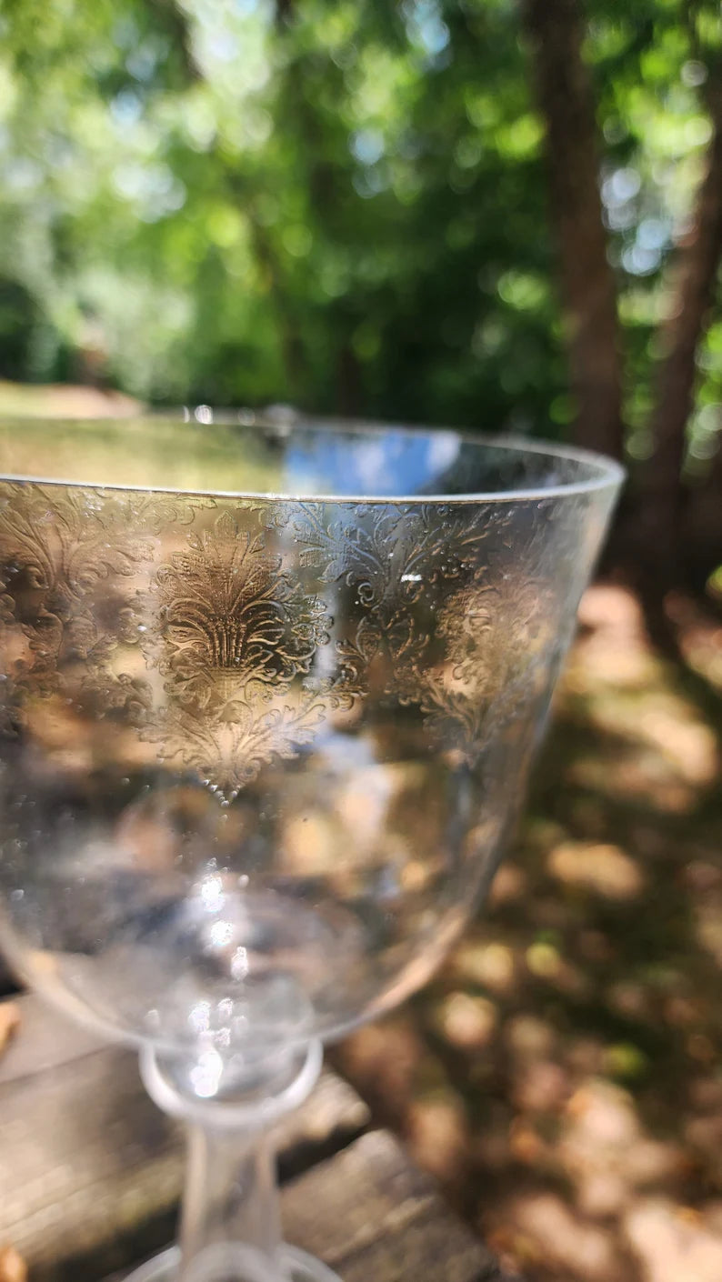 Perfect Pitch Chakra Crystal Singing Grail Bowl - A Note, 3rd Eye - 5.5" Wide, 10" Tall with Suede Striker, Intricate Floral Elegance