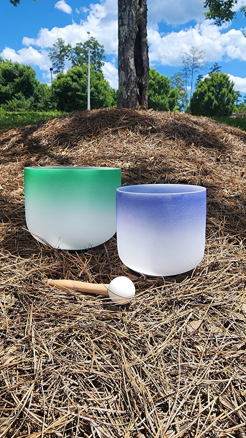 Rainbow Resonance: Crystal Bowl Set - F# and A# Series with Padded Case, Striker, and O-Ring