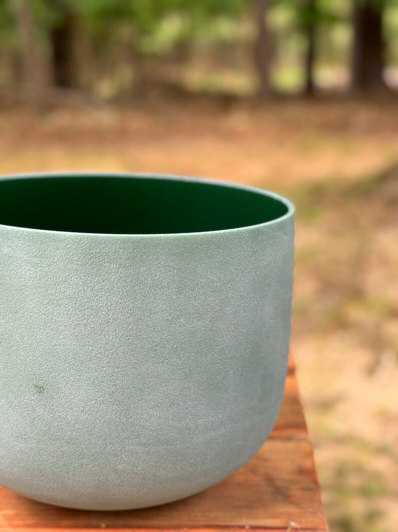 11 inch D# Emerald Gem Fused Crystal singing Bowl with Padded Secure Case, Striker and O-Rings