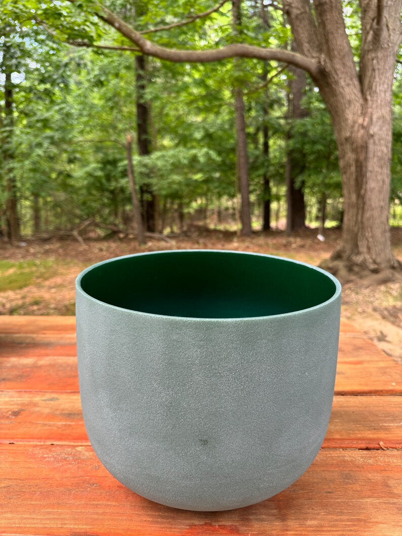 11 inch D# Emerald Gem Fused Crystal singing Bowl with Padded Secure Case, Striker and O-Rings