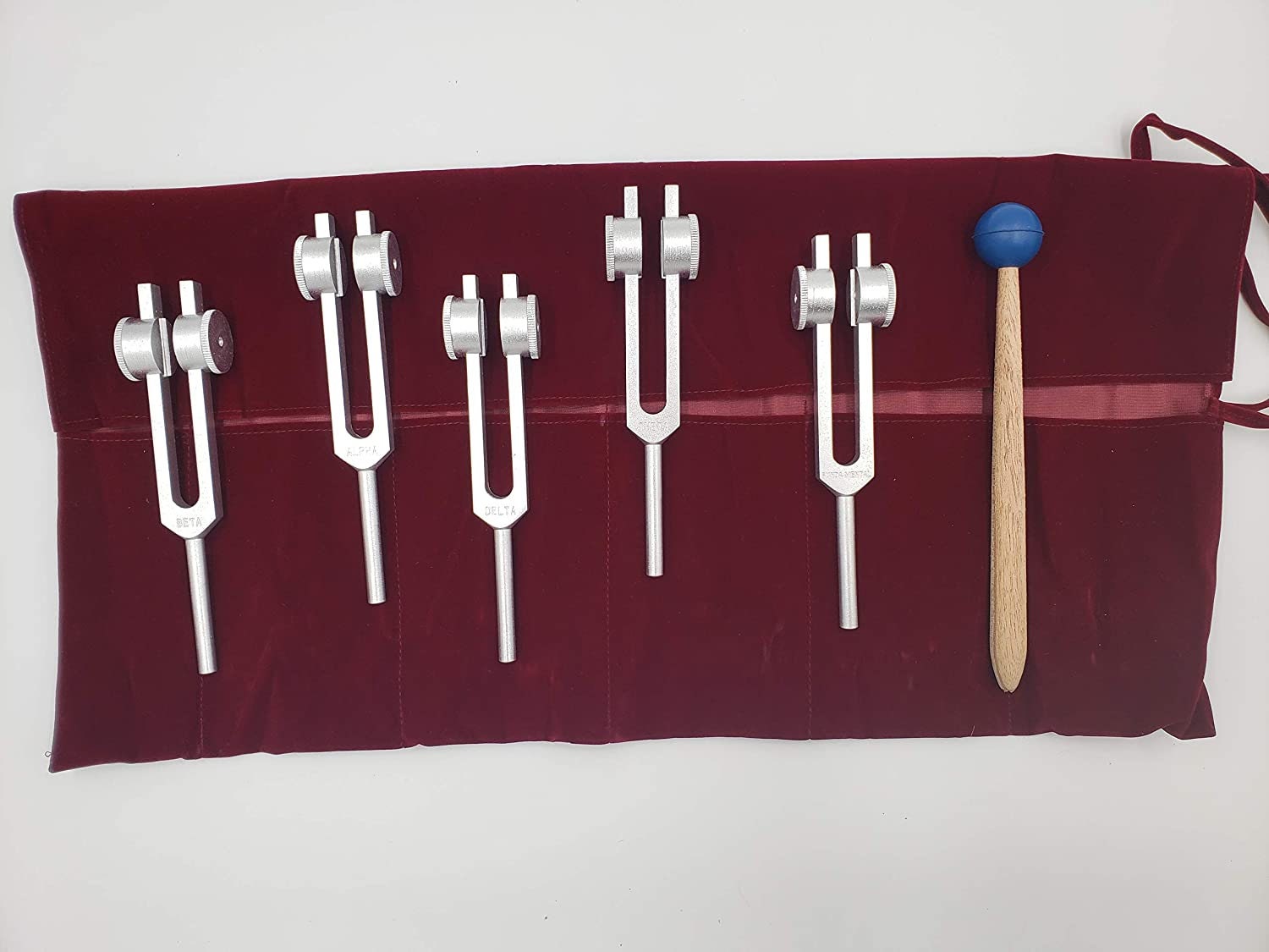 Brain Therapeutic Weighted Tuning Forks to Unlock Dormant Brain Waves & Psychic Abilities with Velvet Bag and Striker - Thecosmicaccess