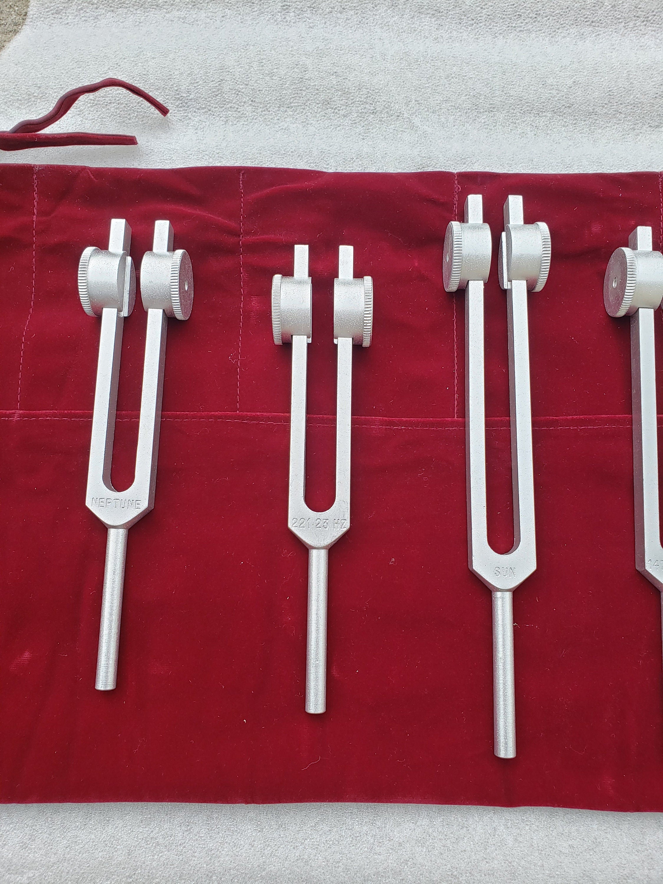 Cosmic Octave Planetary Weighted Tuning Fork Set of 11 for Astronomical Healing with Mallet and Velvet Pouch - Thecosmicaccess