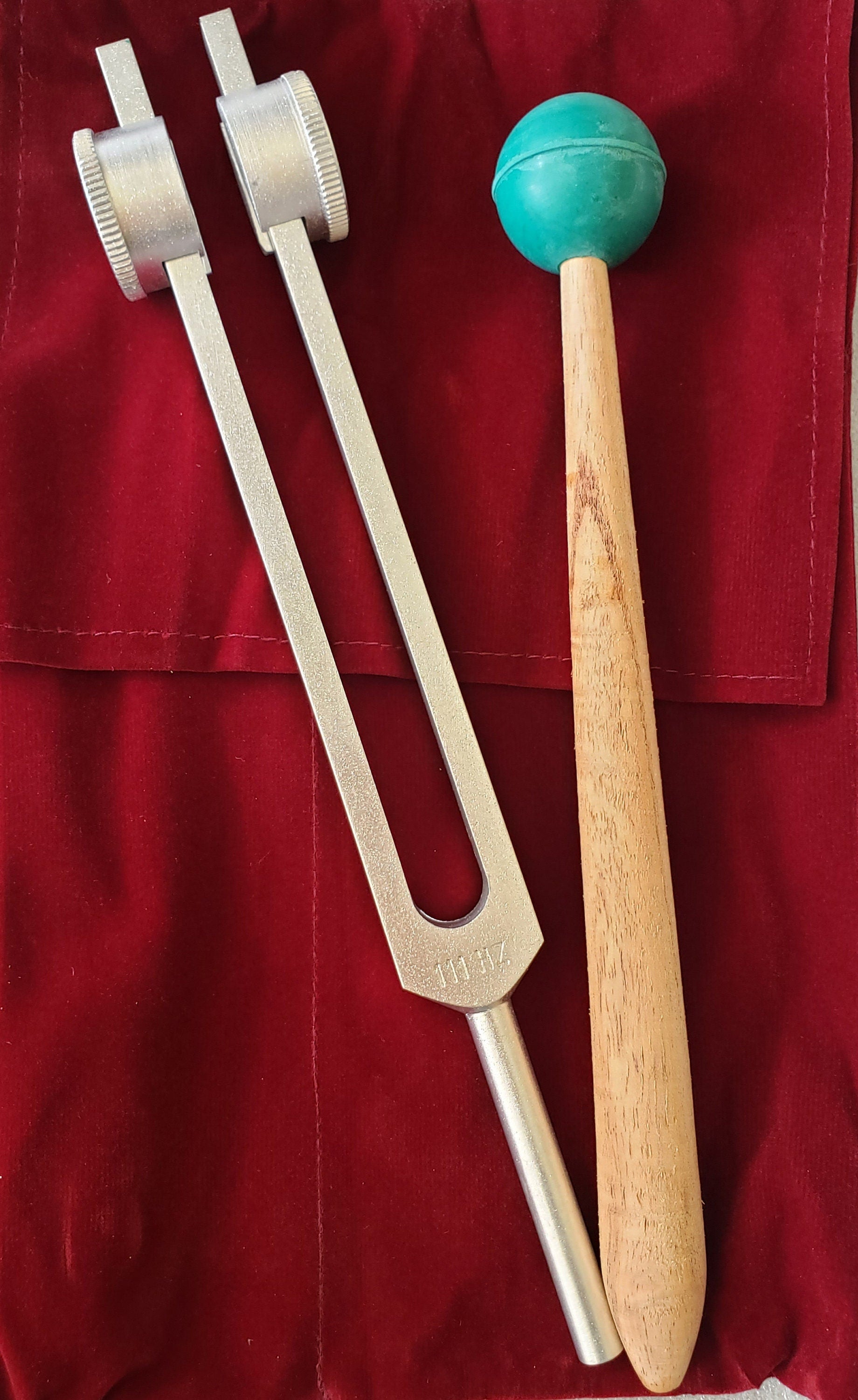111 Hz Mood Enhancer Tuner with Mallet and Velvet Pouch - Thecosmicaccess