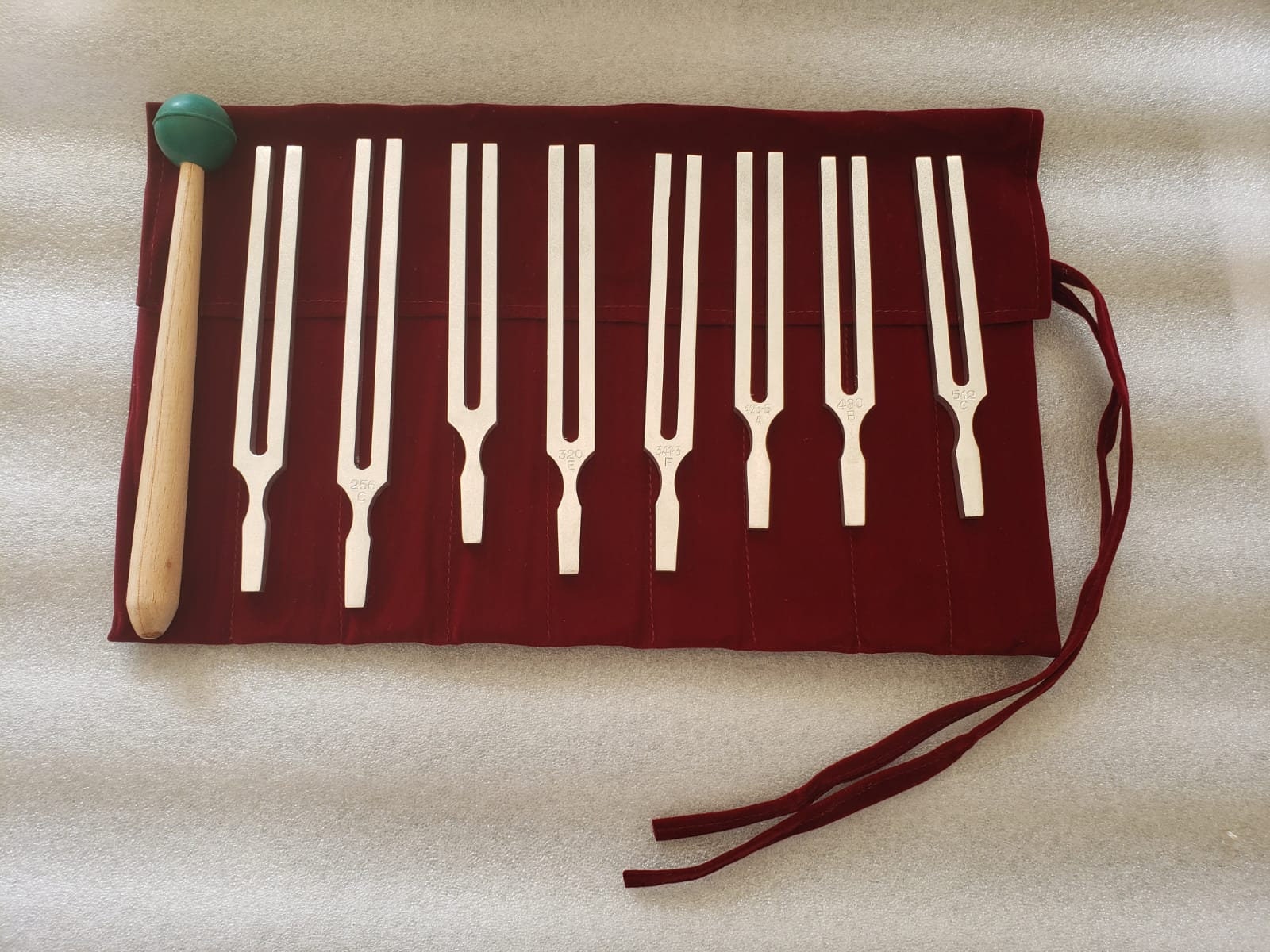 Harmonic Solar Spectrum Set of 8 Tuning Forks with Mallet and Velvet Bag - Thecosmicaccess