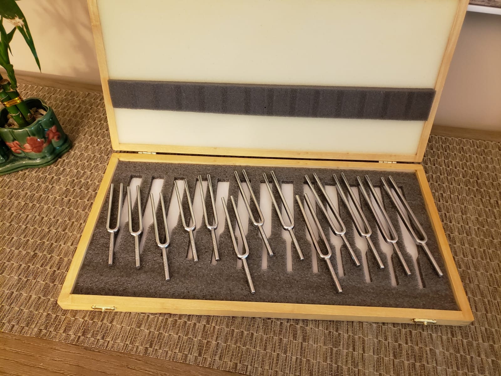 Tuning Fork Set of 13 Chromatic Heavy Made in Steel packed in WOODEN Box Heavy Duty - Thecosmicaccess