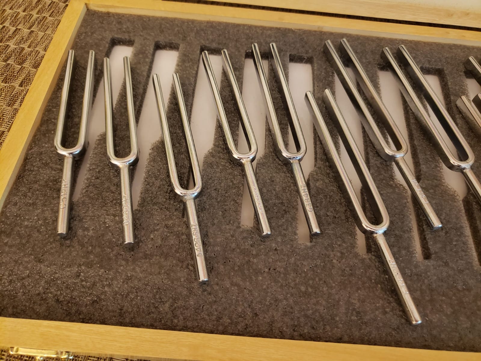Tuning Fork Set of 13 Chromatic Heavy Made in Steel packed in WOODEN Box Heavy Duty - Thecosmicaccess