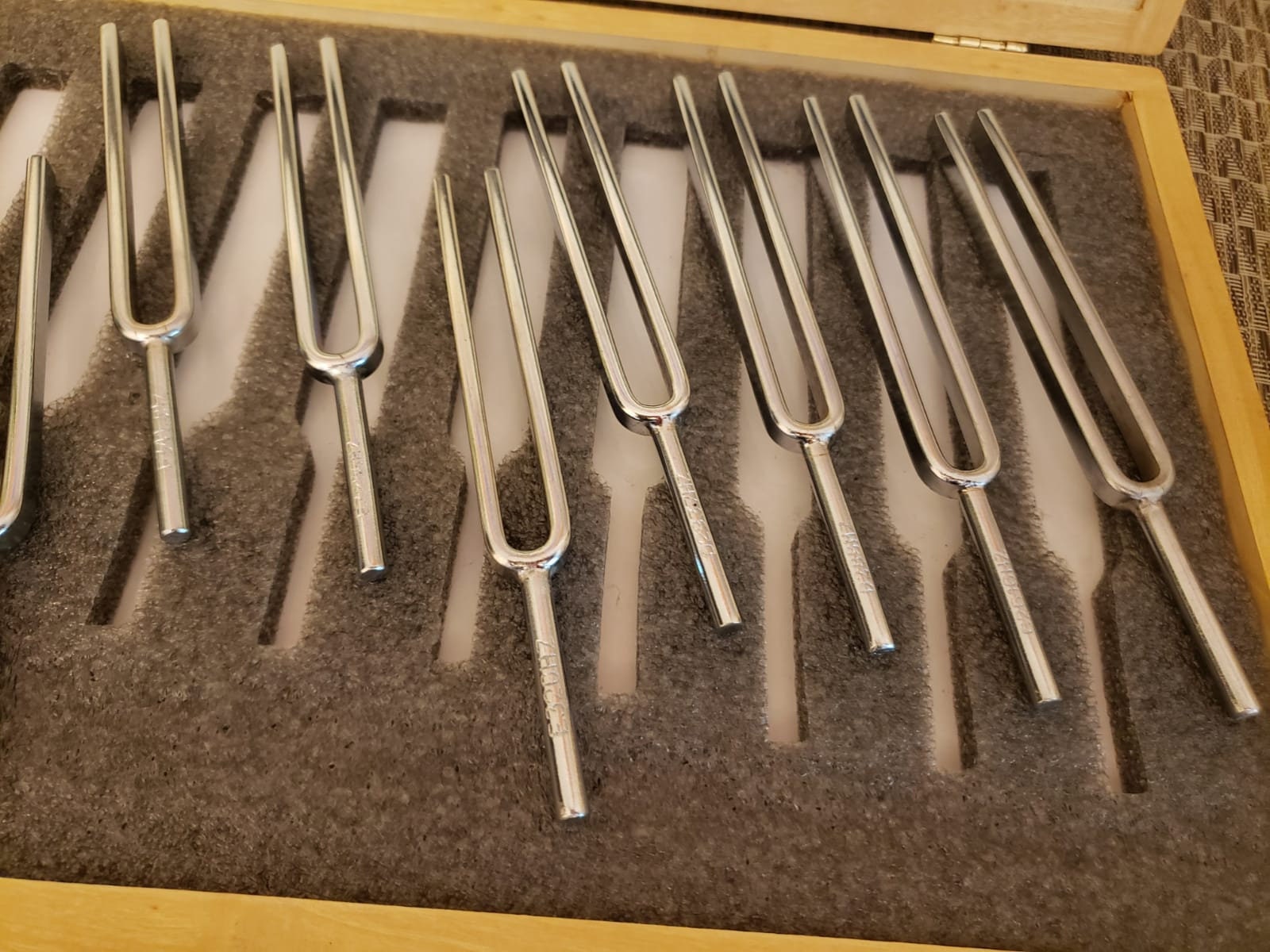 Tuning Fork Set of 13 Chromatic Heavy Made in Steel packed in WOODEN Box Heavy Duty - Thecosmicaccess