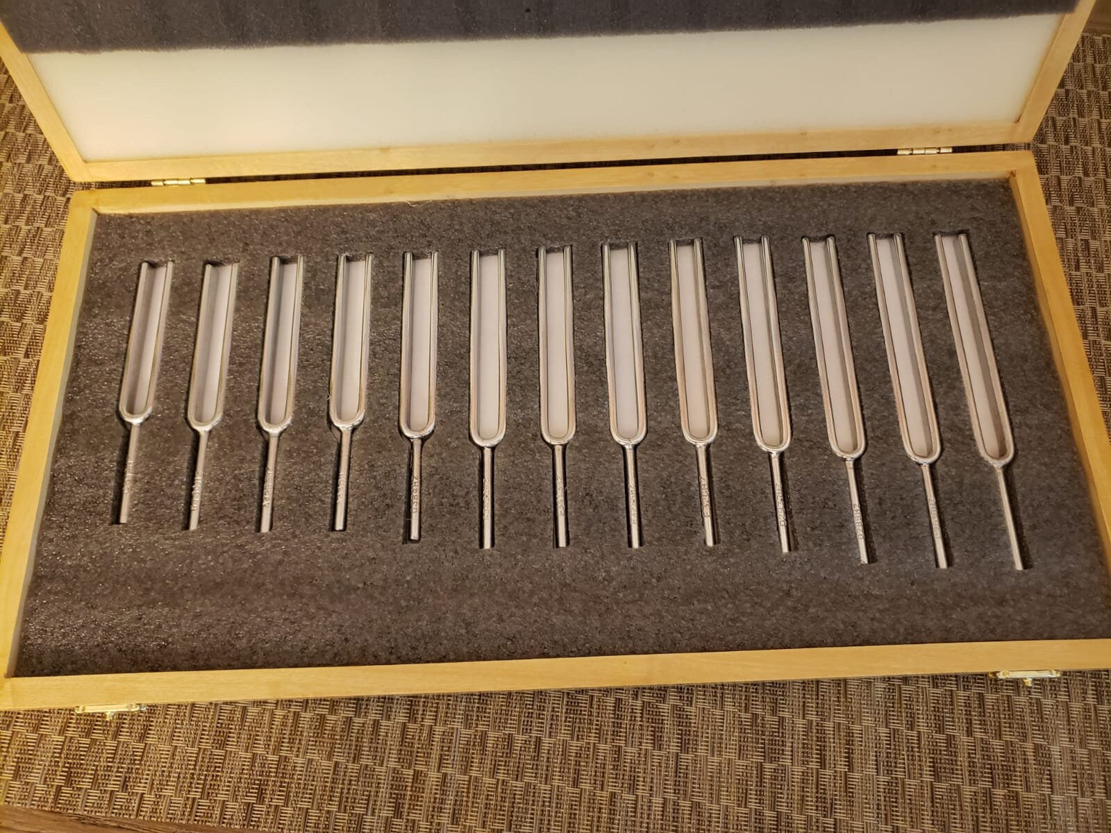 Tuning Fork Set of 13 Chromatic Heavy Made in Steel packed in WOODEN Box Heavy Duty - Thecosmicaccess