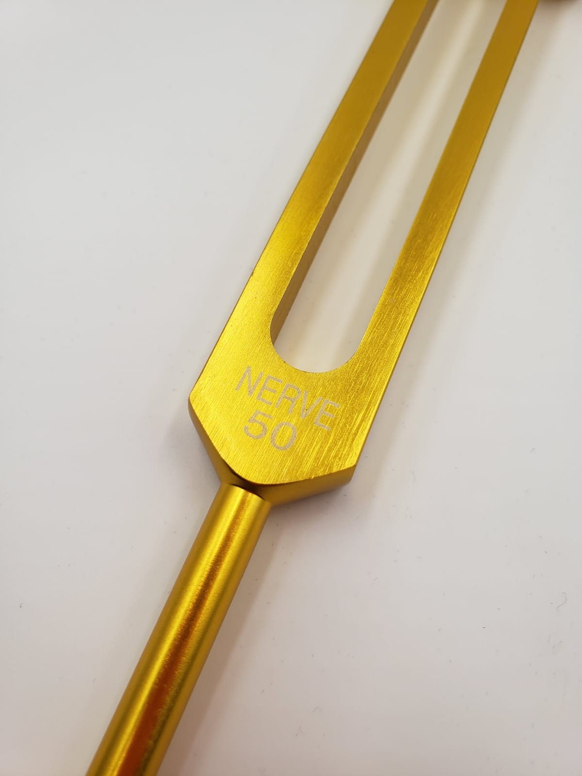 Weighted 50 Hz Gold Color Tuning Fork to Stimulate Nerve Healing with Mallet and Pouch - soundhealers