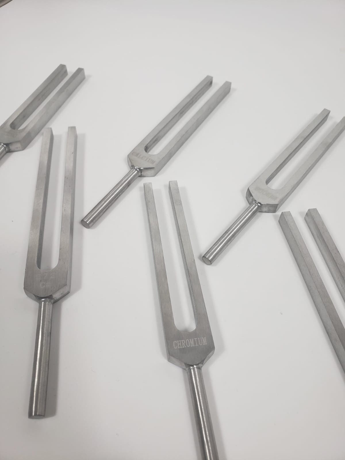 Set of 12 Mineral Nutrients Human Deficiency Unweighted Tuning Forks with Mallet and Velvet Pouch - Thecosmicaccess
