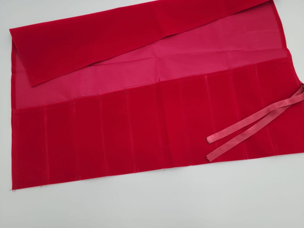 Red Tuning Fork Bag or Pouch Velvet Made for 9 Unweighted Fork Additional Space for Mallet - Thecosmicaccess