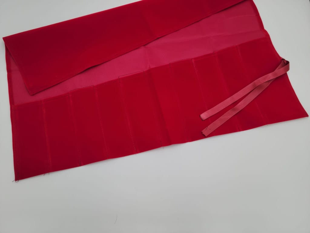 Red Tuning Fork Bag or Pouch Velvet Made for 9 Unweighted Fork Additional Space for Mallet - Thecosmicaccess