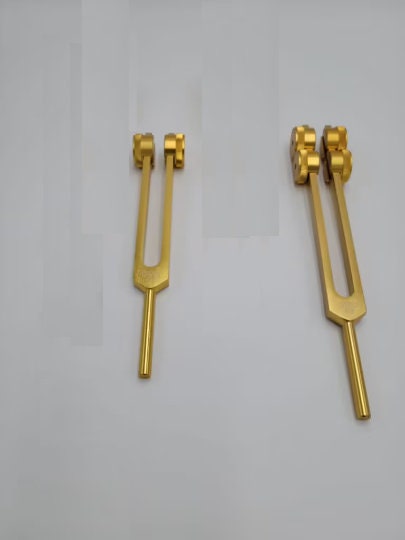 Weighted 128 Hz Otto and 68.05 Hz Low Ohm Tuning fork with Striker and Pouch - Thecosmicaccess