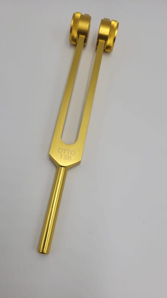 Weighted 128 Hz Otto and 68.05 Hz Low Ohm Tuning fork with Striker and Pouch - Thecosmicaccess